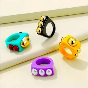 4pcs metal bead rings